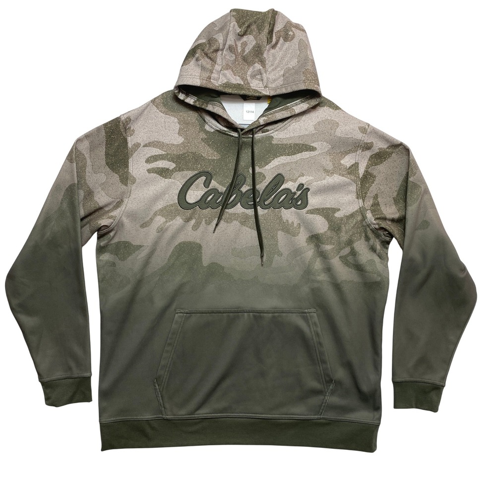 Cabela's Hoodie Adult XL Green Camo Gradient Performance Pullover Sweatshirt